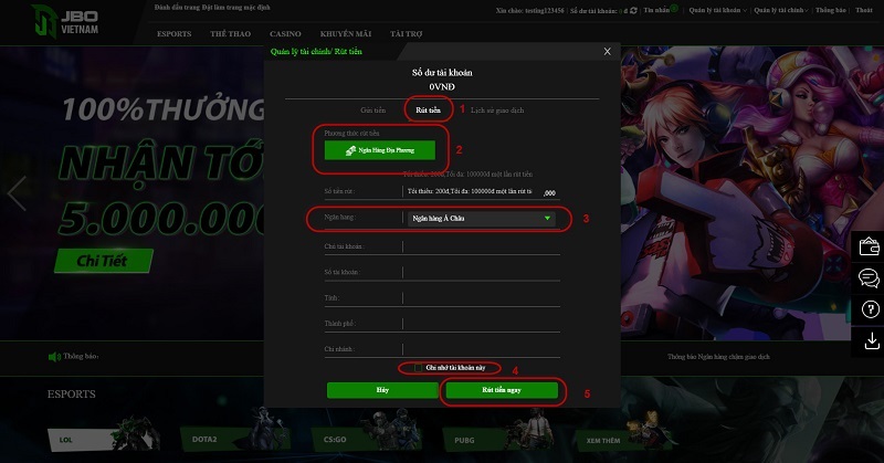 Cách thức rút tiền JBO Việt Nam tiện lợi cho người mới