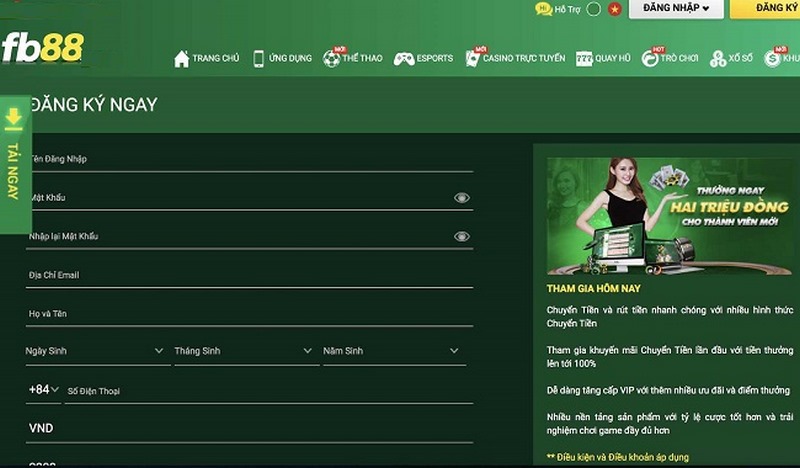 Hướng dẫn đăng ký FB88 chi tiết với 3 bước đơn giản